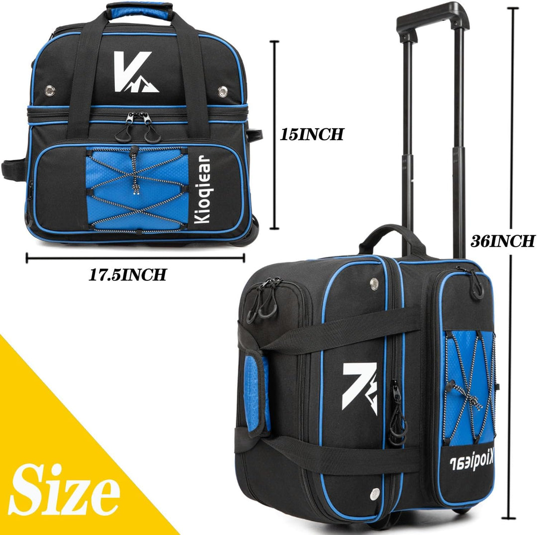 Kioqiear Bowlingtasche mit 2 Rollen und grossem separatem Schuhfach und übergrosser Zubehörtasche, 9