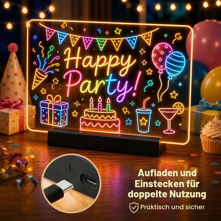 LED Zeichenbrett, Wiederaufladbare LED Notiztafel mit Farben, Led Maltafel Kinder mit 12 Farben Stif