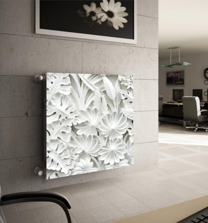 Magnetische Heizkörperverkleidung - 160x60 cm - Magnet Heizkörperabdeckung - Motiv Weisse Blumen - W