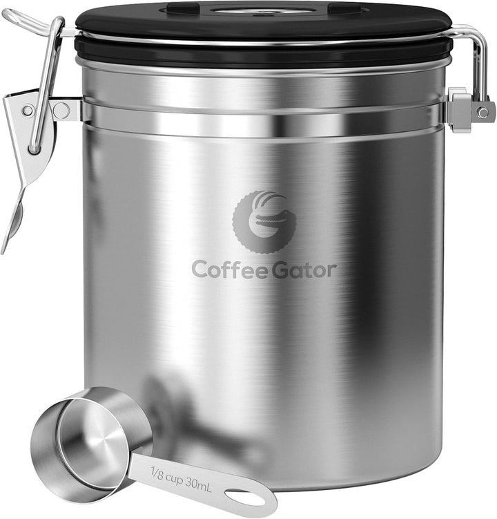 Coffee Gator Kaffeedose Luftdicht (Mittel 1,3 L) - Kaffeebohnen Behälter aus Edelstahl mit CO2-Venti