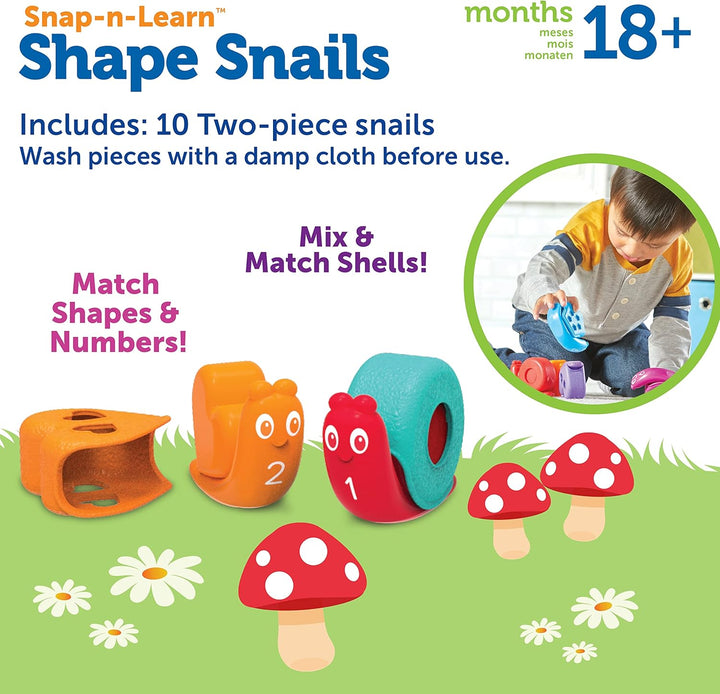 Learning Resources Snap-n-Learn Formen-Schnecken, Kleinkind-Aktivitäten, Lernspielzeug, Farben-Set,