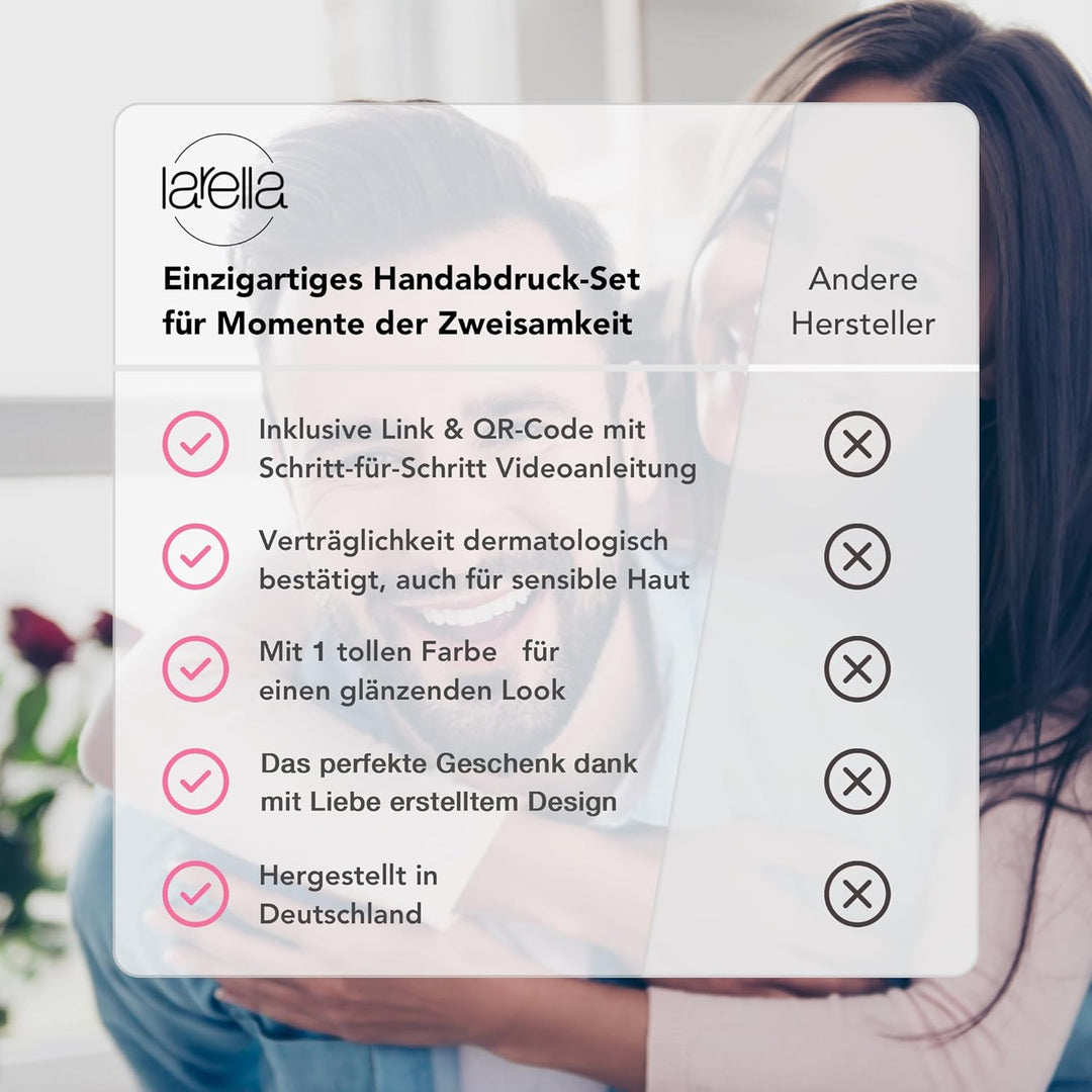 larella 3D Handabdruck-Set für Paare - mit 3 FARBEN - Geschenk-Idee für Pärchen & Familie - MADE in