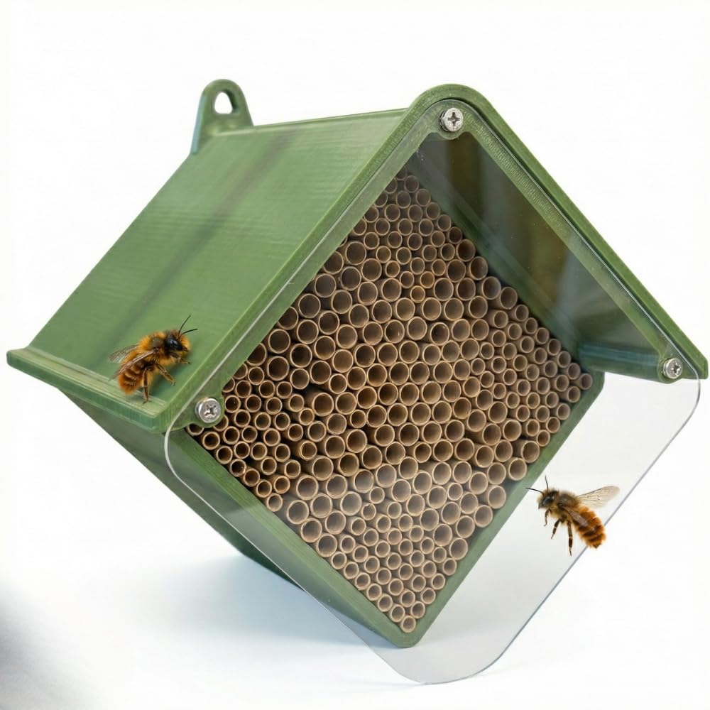 BEESI Insektenhotel für Wildbienen – Wetterfeste Nisthilfe mit 266 auswechselbaren Nisthülsen – Lang