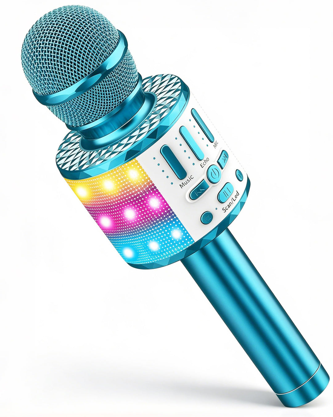 Karaoke Mikrofon Kinder, Drahtloses Bluetooth Mikrofon mit LED, Geschenke Mädchen 3-12 Jahre, Tragba