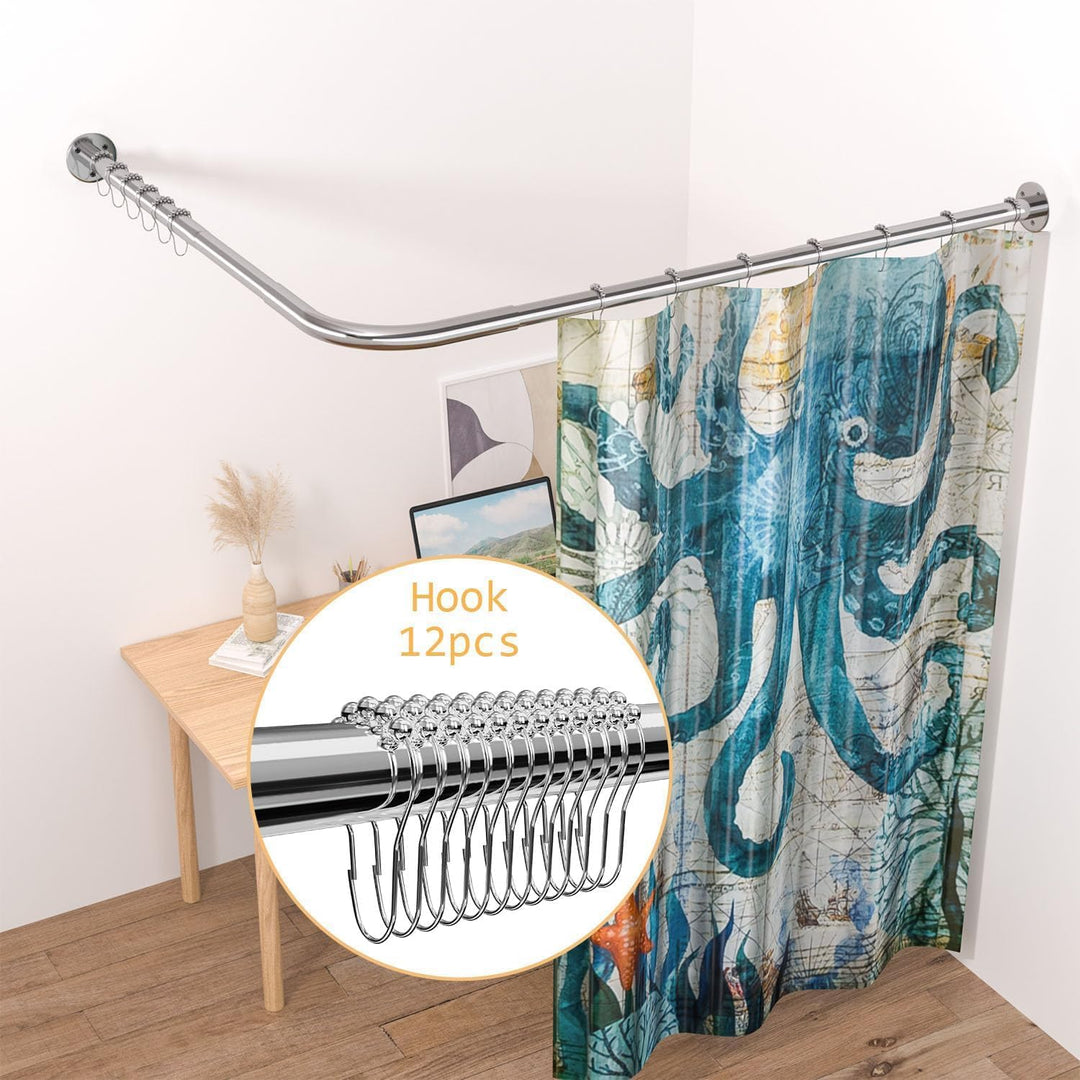 Sikaiqi Dehnbare 304 Edelstahl L-Form Badezimmer Badewanne Ecke Duschvorhangstange (70-100 cm x 70-1