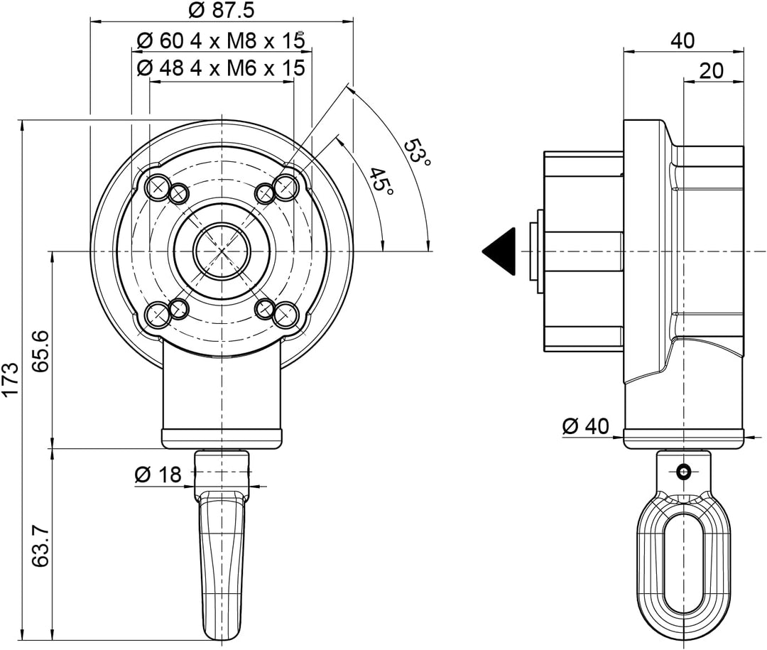DIWARO.® | Kegelradgetriebe für Markisen | 3:1 | mit Endanschlag | für 78mm Nutrohr | Markisengetrie