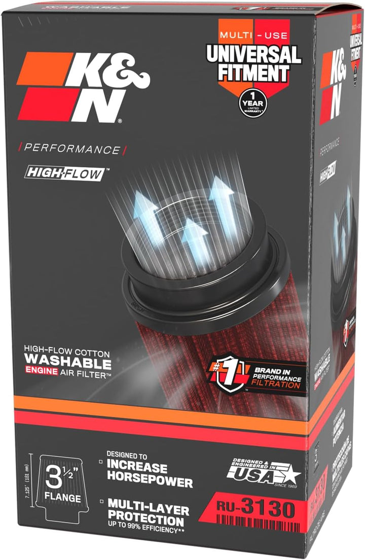 K&N RU-3130 KFZ und Motorrad Gummi Universalluftfilter, Rot, Luftfilter