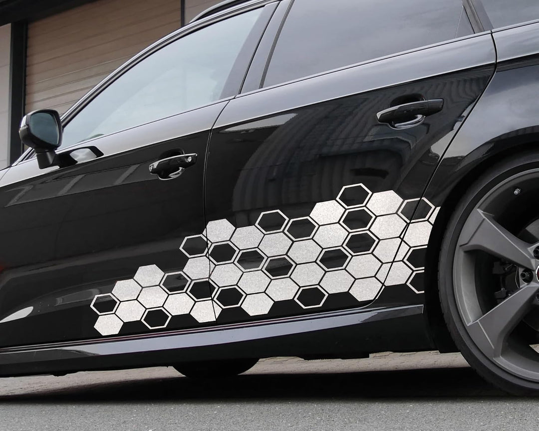 Foliatec 33964 Car Design Sticker Hexagon, 32 x 130 cm, Silber Chrom Matt, silber chrom matt