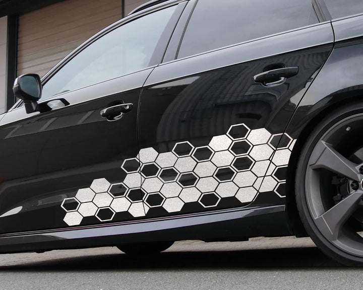 Foliatec 33964 Car Design Sticker Hexagon, 32 x 130 cm, Silber Chrom Matt, silber chrom matt