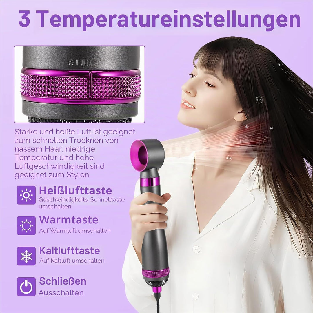 Air Styler 6-in-1-Haarstyler-Gebläsebürste, 1000 W tragbarer Haartrocknerkamm mit 6 Zubehörteilen, N