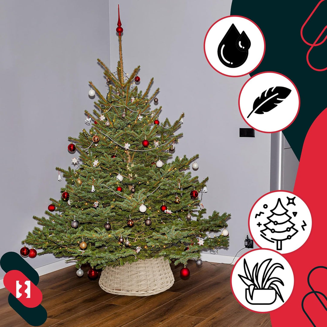 KOTARBAU® Weihnachtsbaum Rock aus Weide Ø 45 cm Gebleicht Christbaumständer aus Rattan Natur Weihnac
