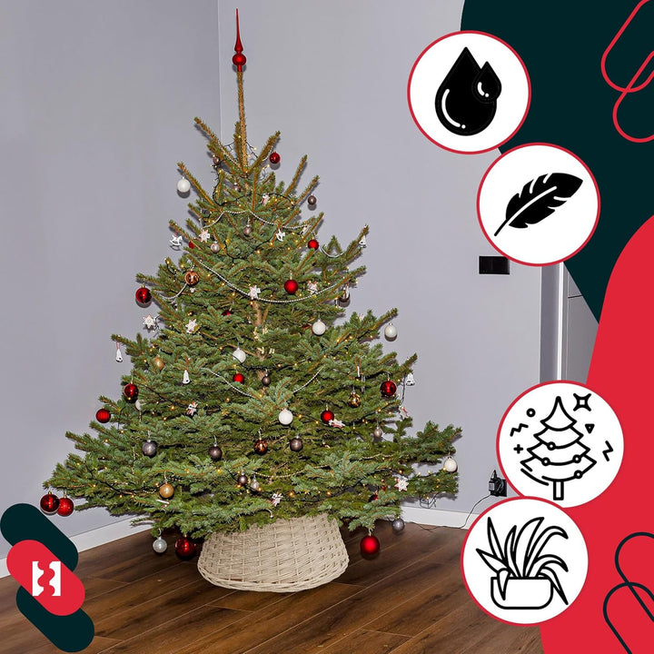 KOTARBAU® Weihnachtsbaum Rock aus Weide Ø 45 cm Gebleicht Christbaumständer aus Rattan Natur Weihnac