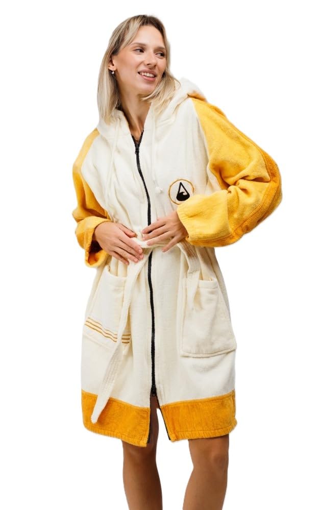 WAVE HAWAII Sannt Zip Surfponcho für Körpergrössen von 160-190 cm aus 100% ÖKO Baumwolle Umkleidehil