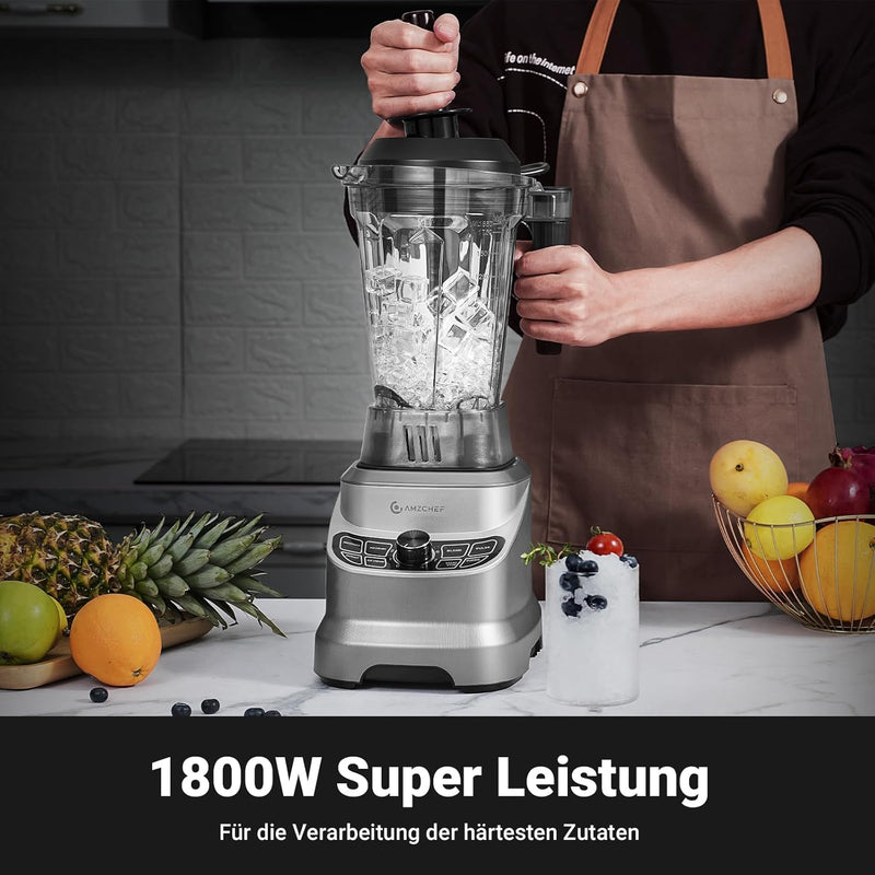 AMZCHEF Professioneller Standmixer mit 8 Einstellbaren Geschwindigkeiten | 1800W Mixer Hochleistungs