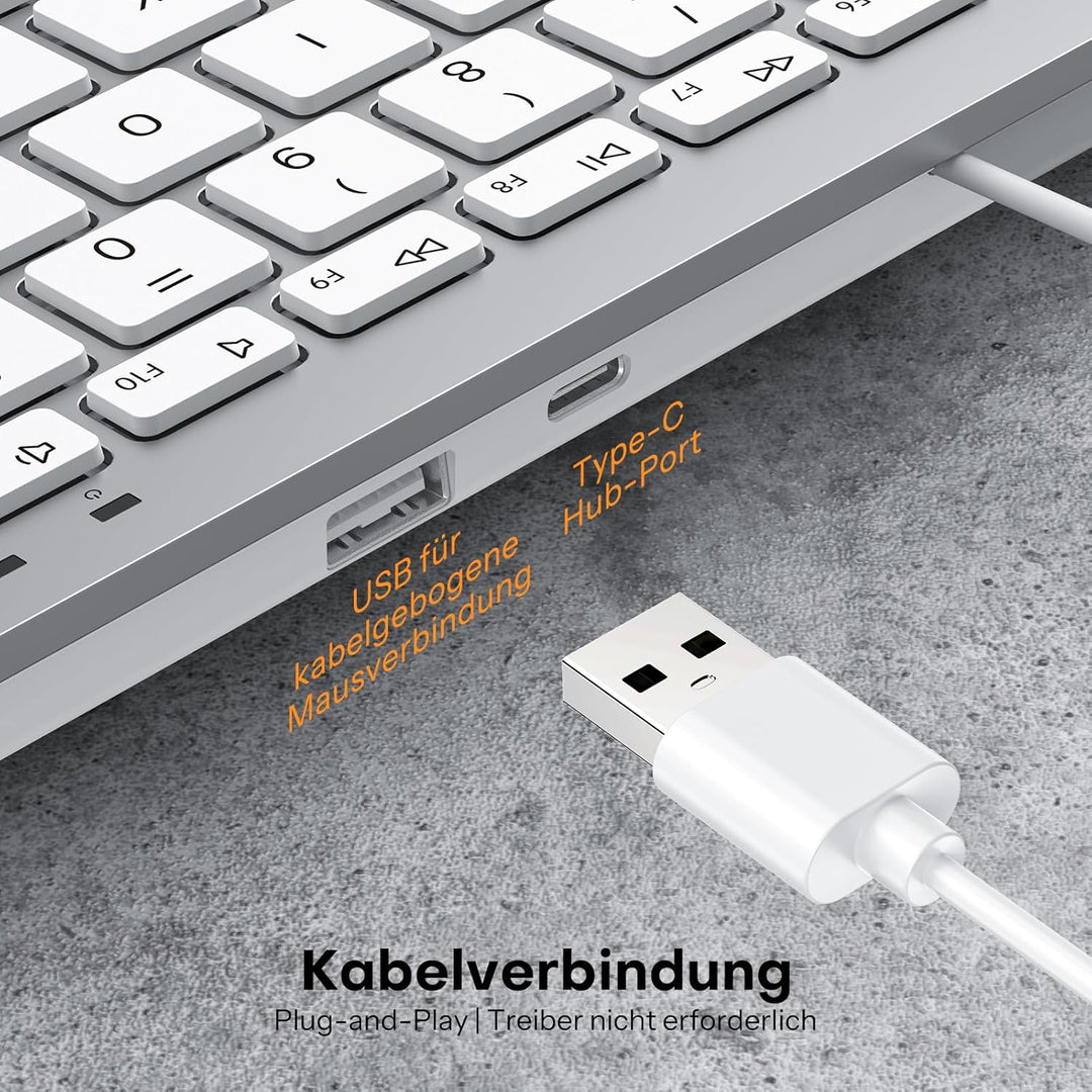 OMOTON Kabel Mac Tastatur Maus Set, USB-/Type-C-Doppelanschluss, geeignet für Apple Mac Pro/Mini, iM