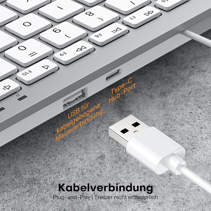 OMOTON Kabel Mac Tastatur Maus Set, USB-/Type-C-Doppelanschluss, geeignet für Apple Mac Pro/Mini, iM
