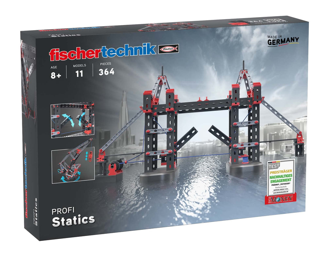 fischertechnik 564071 PROFI Statics-der Architektur Baukasten für Statik Grundlagen, Schwarz, 32 x 8