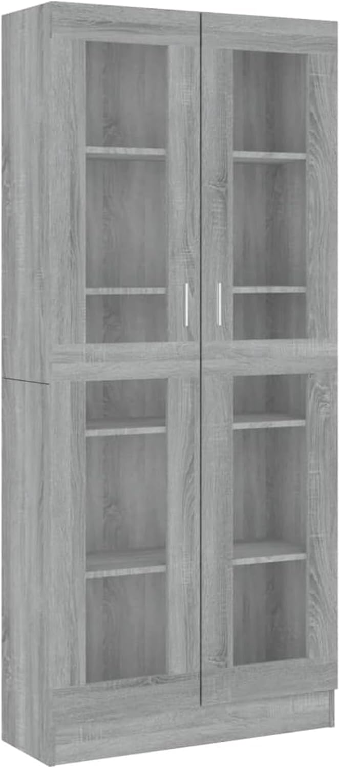 Vitrinenschrank Bücherschrank Aktenschrank Vitrine Schrank Büroschrank Standvitrine mit 5 Fächern Bü