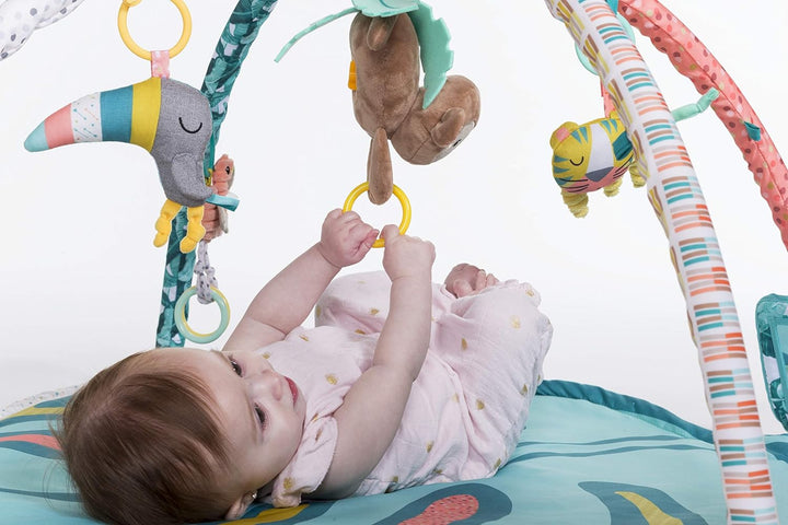 Infantino 4-in-1 Deluxe Twist &amp; Fold Activity Gym &amp; Krabbeldecke mit Spielbogen, Tropisch – inklusiv