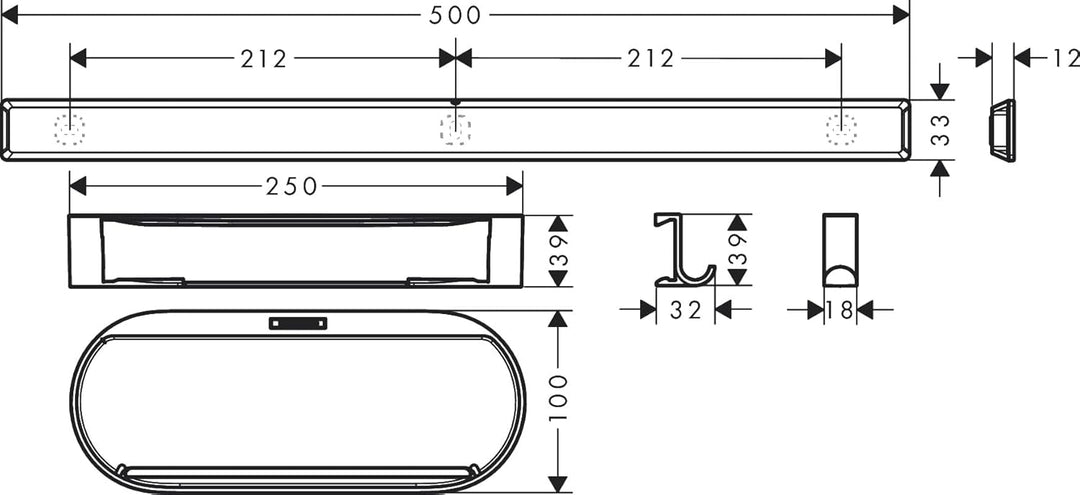 hansgrohe WallStoris - Duschset, Zubehör Set für die Dusche ohne bohren, Badezimmer Set 4-teilig, Wa