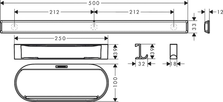 hansgrohe WallStoris - Duschset, Zubehör Set für die Dusche ohne bohren, Badezimmer Set 4-teilig, Wa