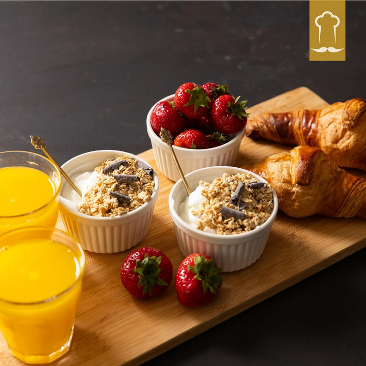 Chefarone® Soufflé Förmchen Backofenfest 10er Set - Creme Brulee Schälchen Keramik zum Backen und An