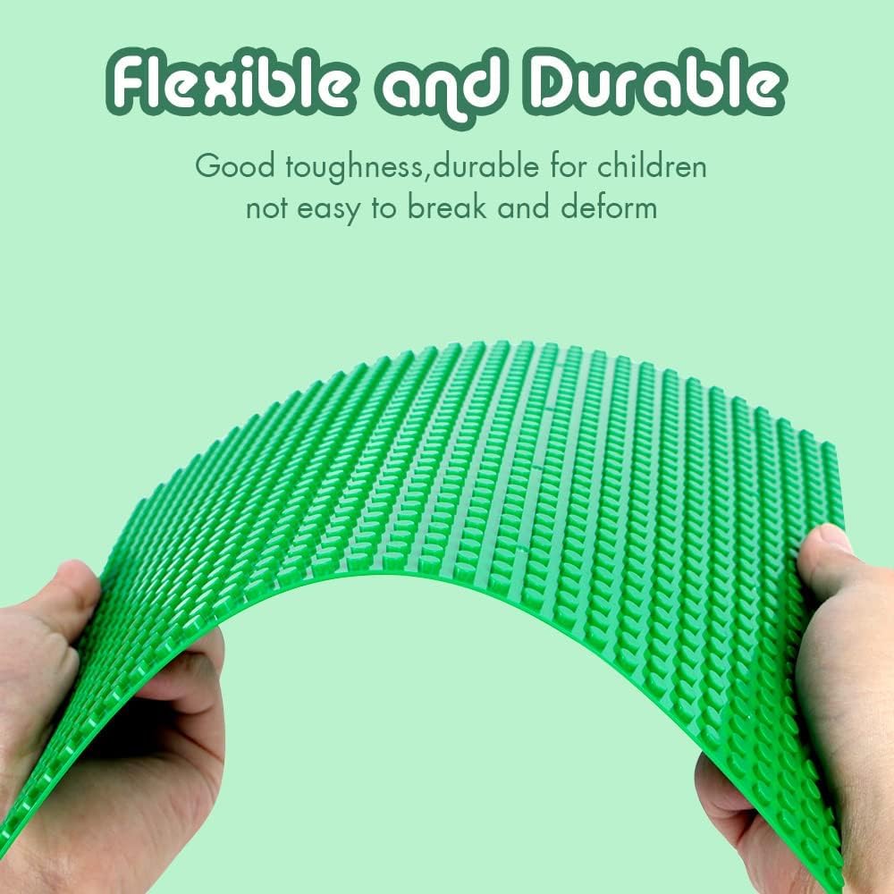 Lekebaby 16 Platten Set Bauplatte Kompatibel mit Meisten Marken, 25 * 25cm, Grüne Blaue Graue Sand G