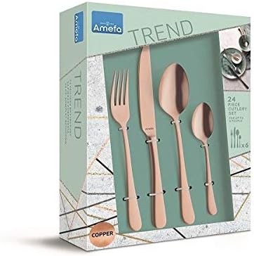 Amefa AUSTIN KUPFER Besteckset 24-teilig | PVD-veredeltes goldenes Besteck Set | farbiges Tafelservi
