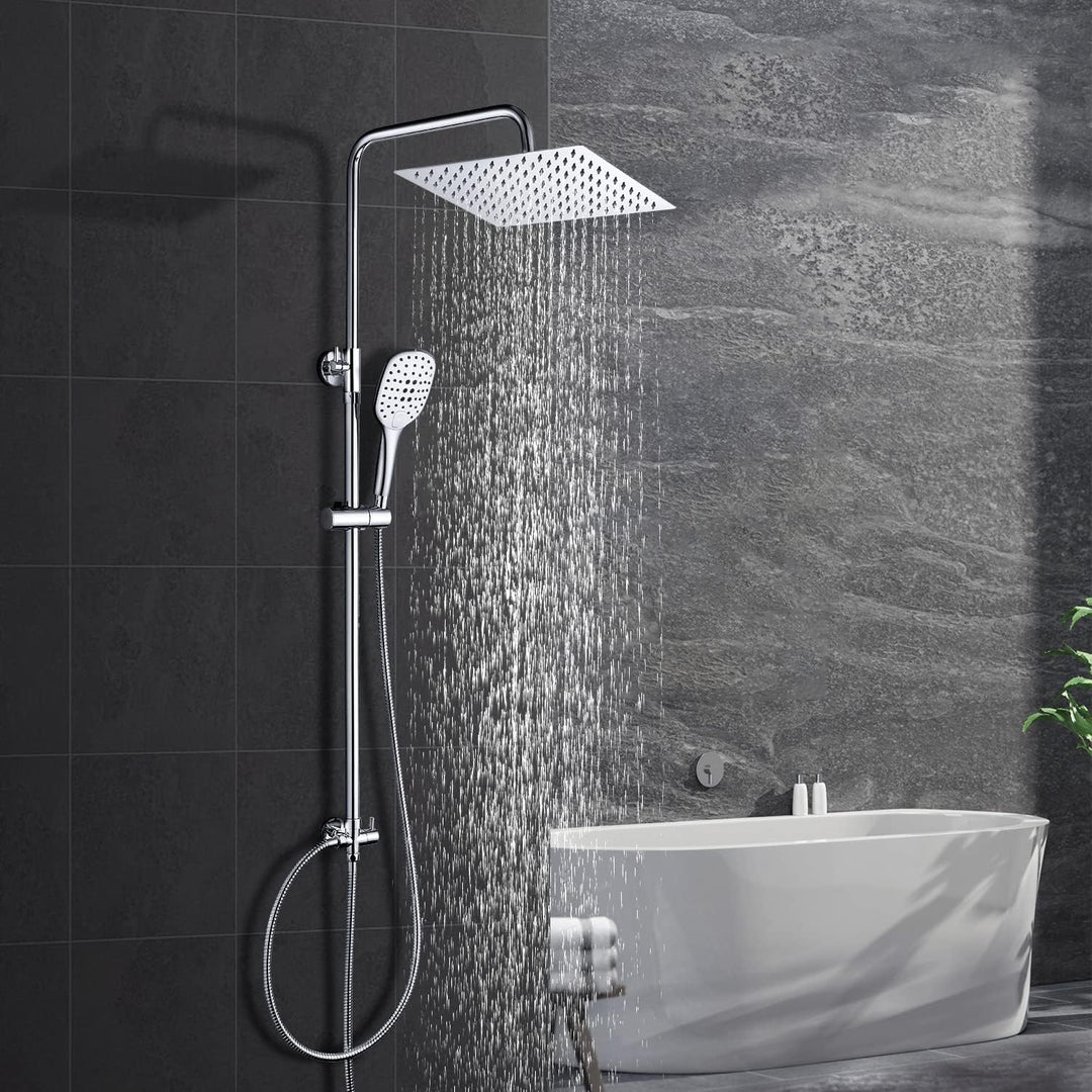 Görbach Edelstahl Duschsystem Duschset ohne Armatur Regendusche Überkopfbrauseset (SJ-E3030CP) & Ibe