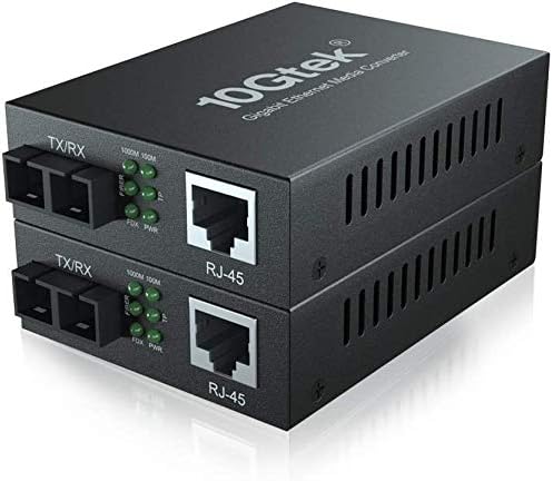 10Gtek® [2 Stück] Gigabit Ethernet Medienkonverter, mit Built-in 1Gb Multi-Mode SC Transceiver, Mult