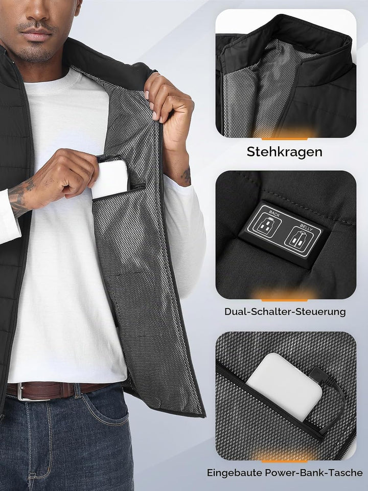 Beheizbare Weste, Heizweste für Damen Herren, Beheizte Jacke, Heizjacke mit Powerbank, 7.4V/5.0V Wär