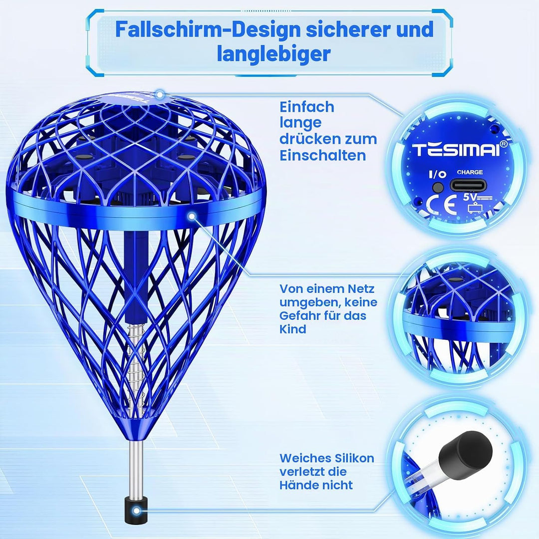Alyssa Flying Orb Ball Fallschirm Spielzeug, 360 ° Rotating Magic Hover Spinner, Schwebender Ball Co