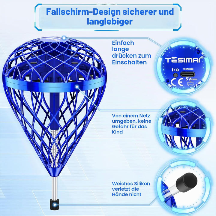 Alyssa Flying Orb Ball Fallschirm Spielzeug, 360 ° Rotating Magic Hover Spinner, Schwebender Ball Co