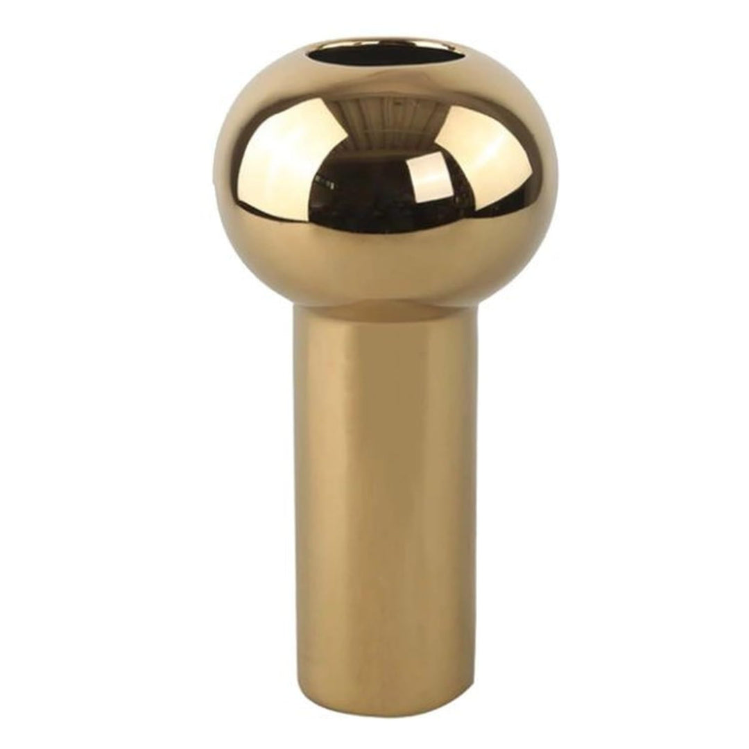 Cooee Design Pillar-Vase aus Keramik in der Farbe Gold Handgefertigt, Masse: 17cm x 17cm x 32cm, HI-