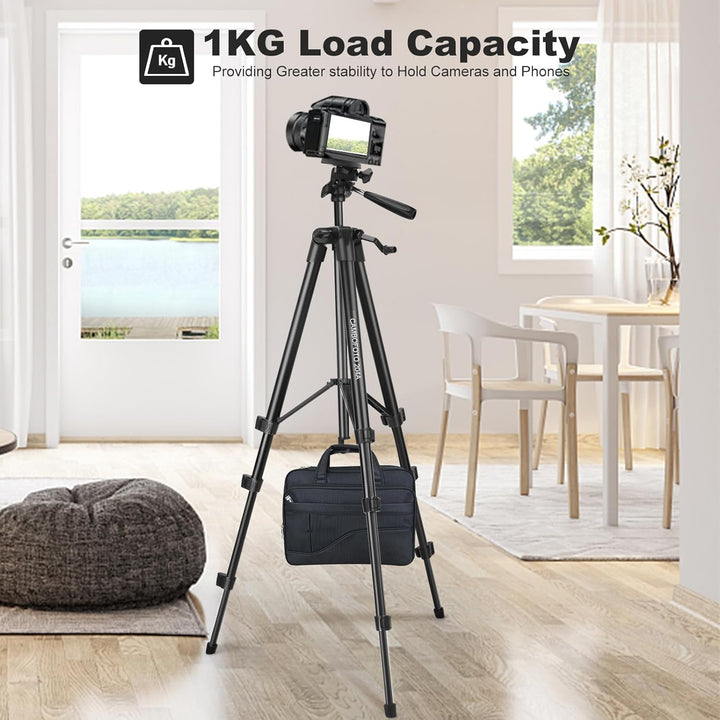CAMBOFOTO 134 cm Leichtes Smartphone-Stativ, Aluminium-Stativ mit Handyhalterung, Kompatibel mit iPh