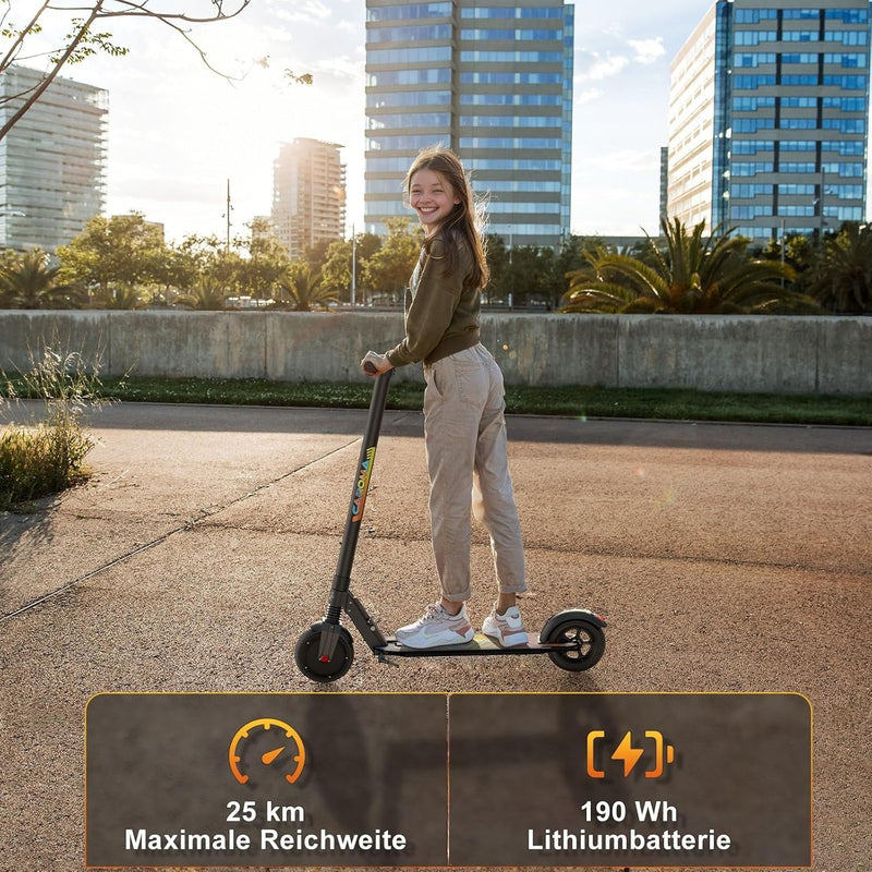 Caroma E Scooter Kinder Unter 16 Jahren, 20km/h, Reichweite 25 km, Faltbarer E Roller Kinder, 3-Gang