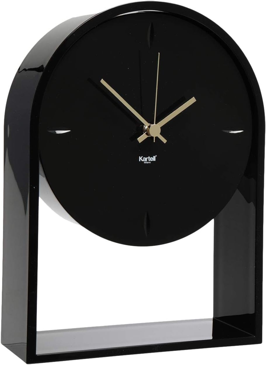 Kartell Air du Temps Tischuhr, Plastik, Schwarz, 21.5 x 8 x 30 cm, Schwarz
