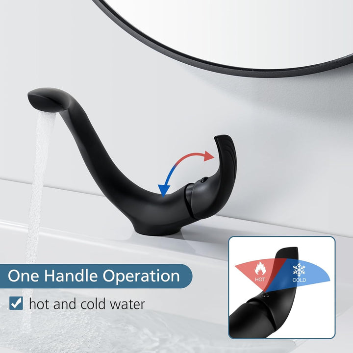 Wasserhahn Bad Schwarz Waschtischarmatur Armatur Badezimmer Mischbatterie Waschbecken Armaturen, Ein