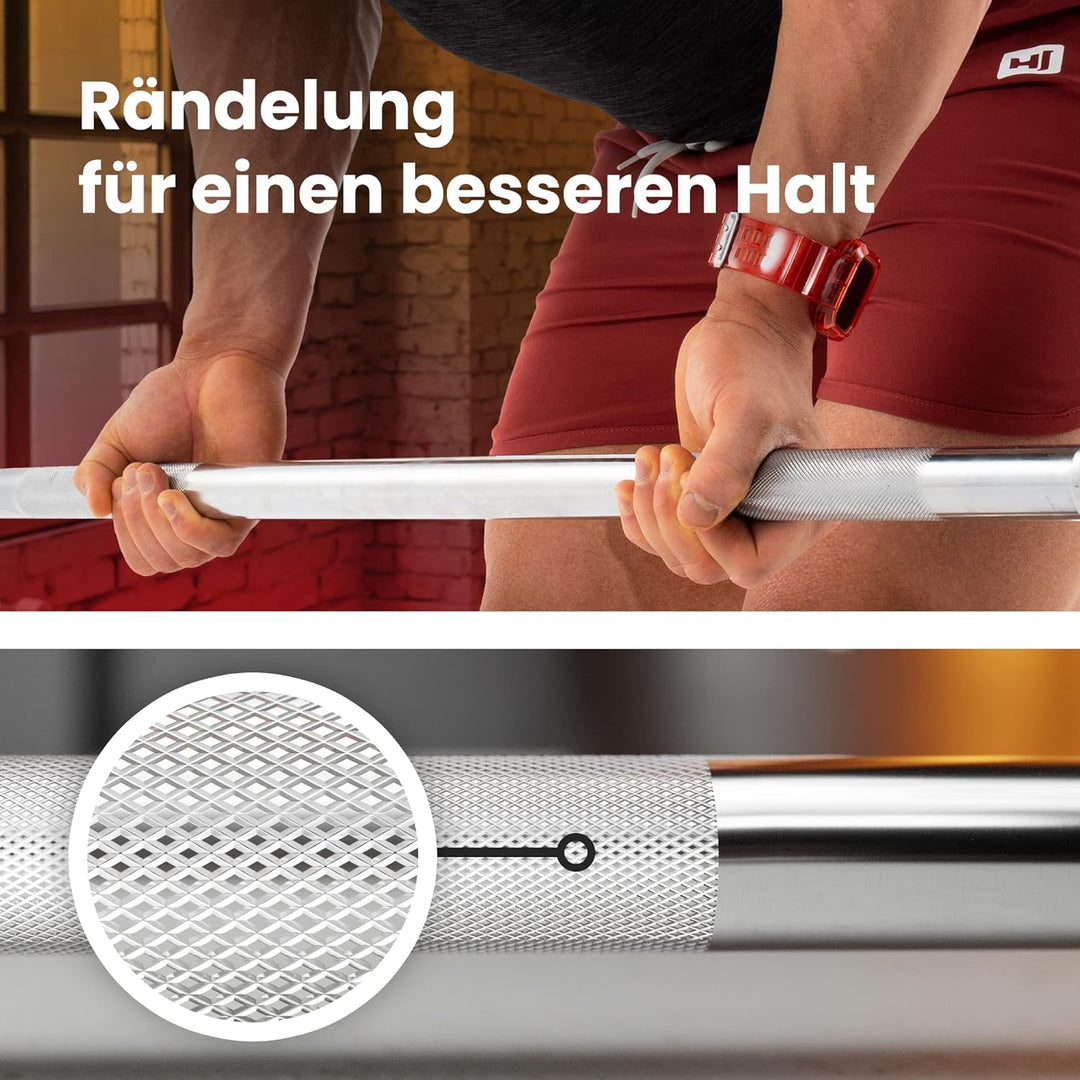 Hop-Sport Hantelstangenset mit Langhantelstange & SZ-Curlstange, 30mm Durchmesser, Hochwertiger verc