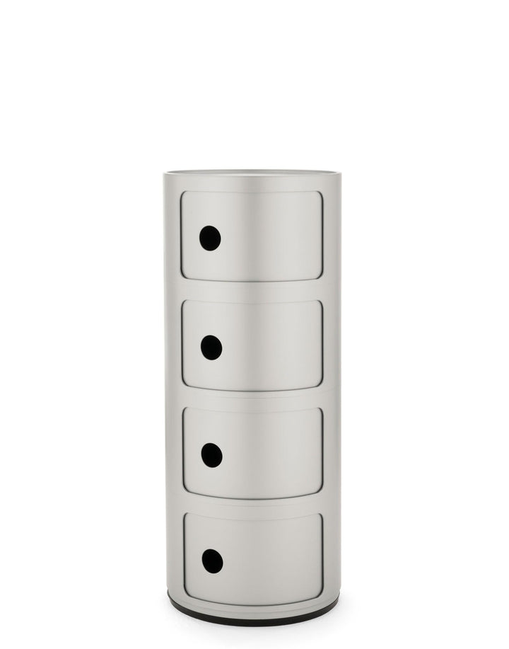 Kartell Componibili, 4 Elements, Silber, Runde Basis 4-fächer Silber, 4-fächer Silber