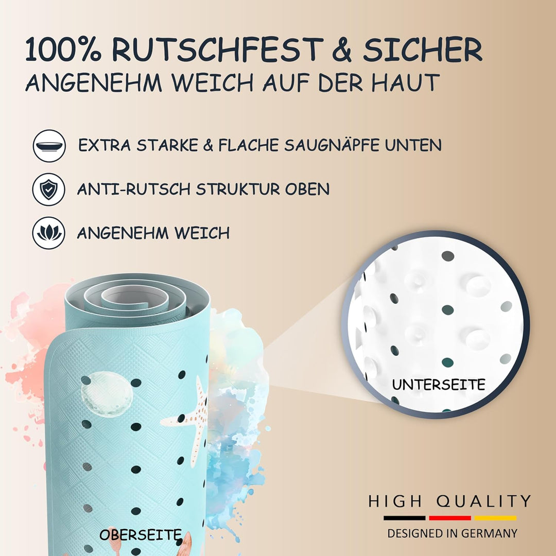 Badewannenmatte Kinder rutschfest [100x40cm] - Antirutschmatte Badewanne BPA frei - Badematte Kinder