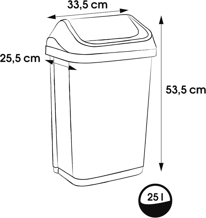 keeeper Mülleimer mit Schwingdeckel, 25 l, Swantje, Silber Hell-Silber 25 L, Hell-Silber 25 L