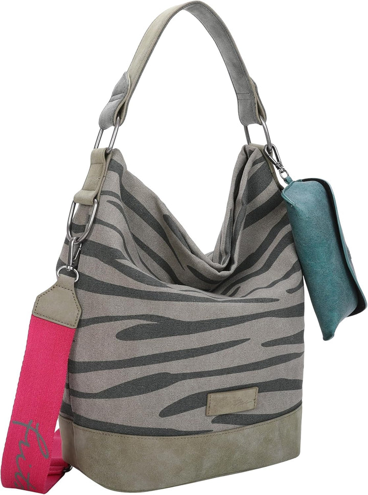 Fritzi aus Preussen Damen Izzy07 Canvas Hobo-Tasche Zebra Wild, Zebra Wild