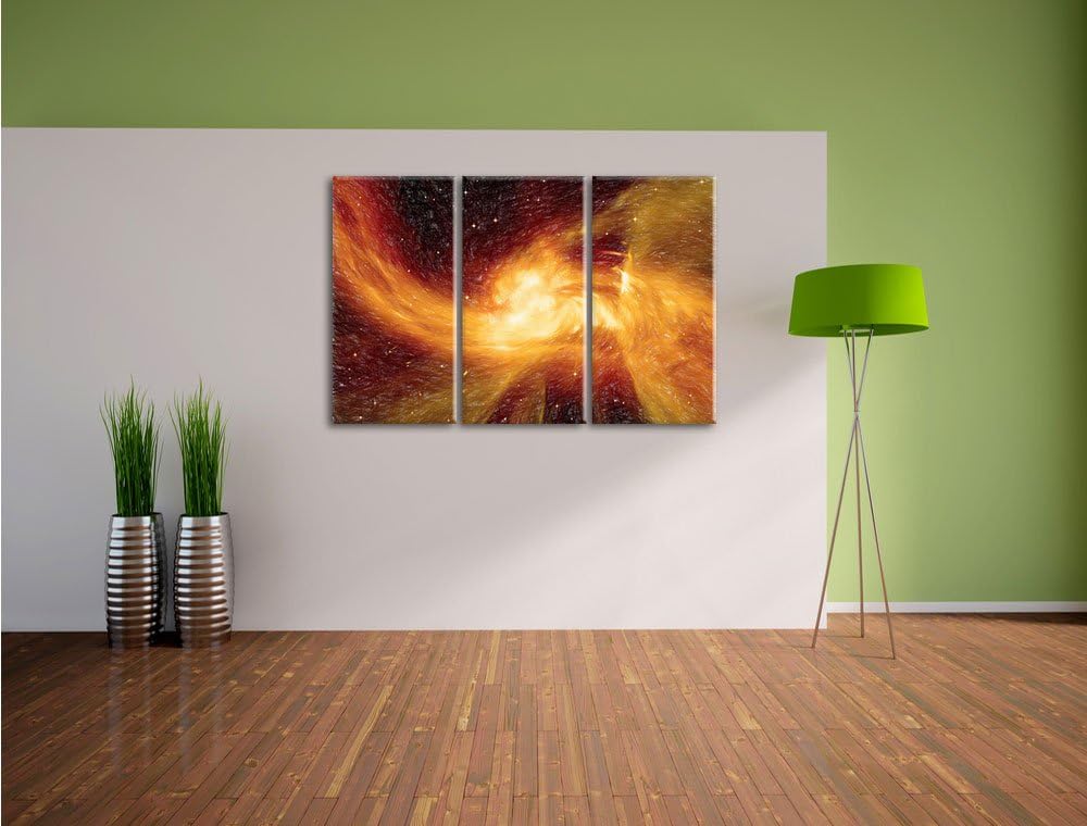 Pixxprint Sternenstaub und Gasnebel in Einer fernen Galaxie Kunst Buntstift Effekt 3-Teiler Leinwand