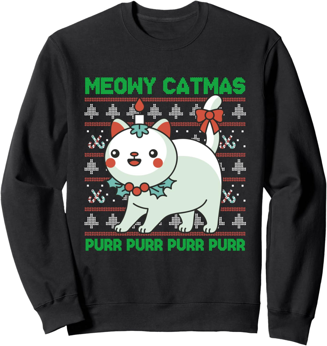 Frohe Catmas Hässliches Weihnachtshemd Katze Xmas Meow Christmas Sweatshirt