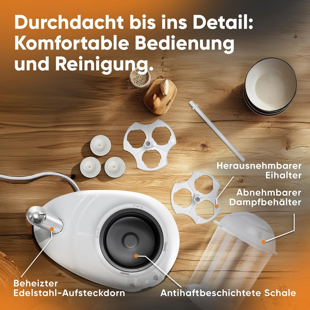 Clatronic HDM 3420 Hot-Dog-Maker inklusiv Eierkocher, Für 1 bis 14 Würstchen (z. B. „Frankfurter“, „