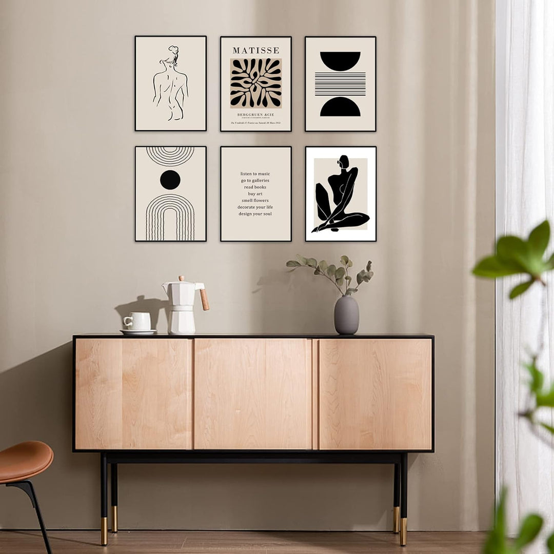KBKBART Matisse Wandkunstdrucke, abstrakte Matisse-Wandkunst, Ausstellungsposter, schwarz beige Frau