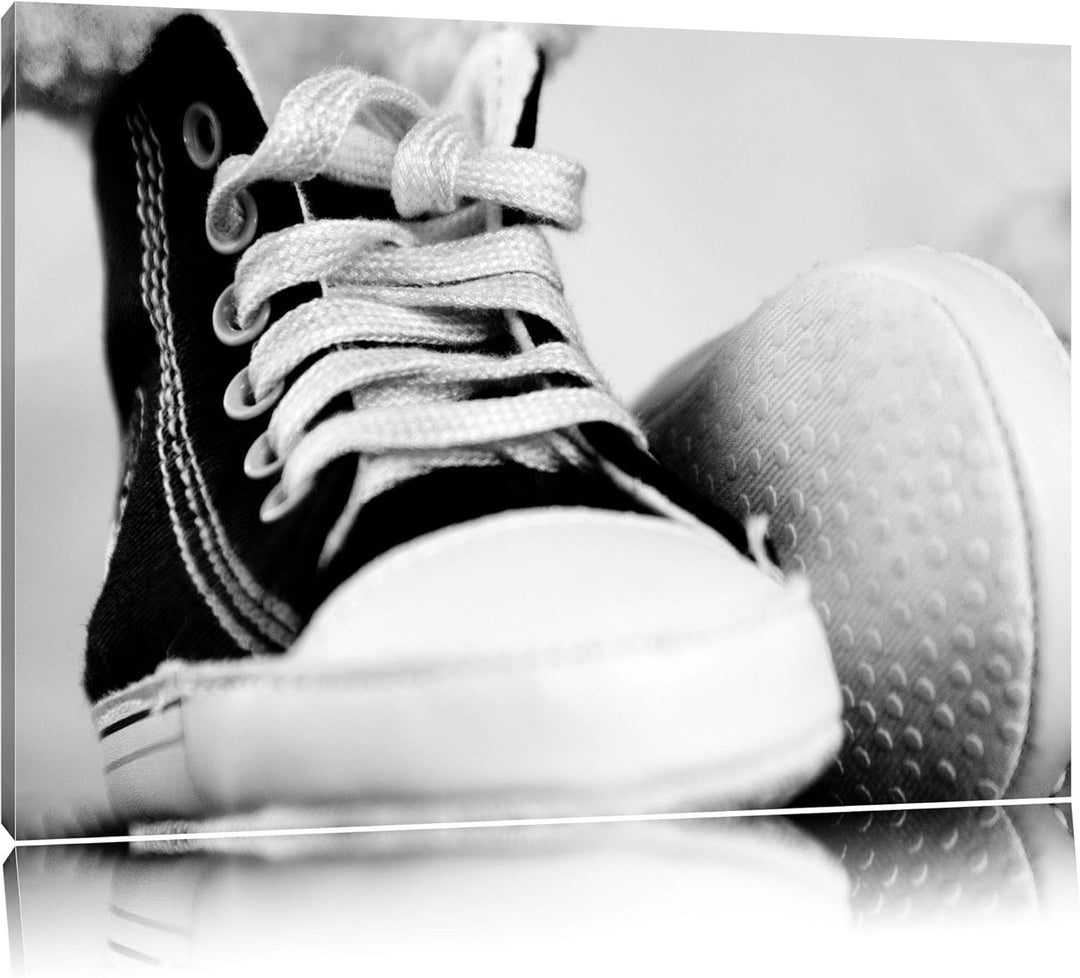 Pixxprint Converse All Stars Schuhe auf Leinwand, XXL riesige Bilder fertig gerahmt mit Keilrahmen,