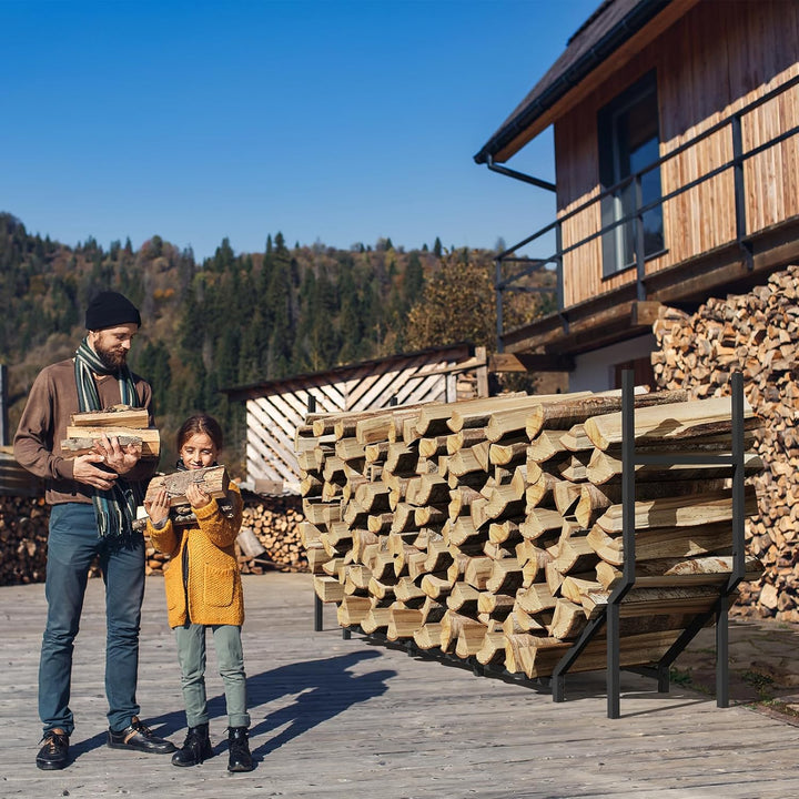 CADUKE Kaminholzregal für den Aussenbereich, 1,8 m, Holzregale für Kaminholz, Feuerholzhalter, Innen