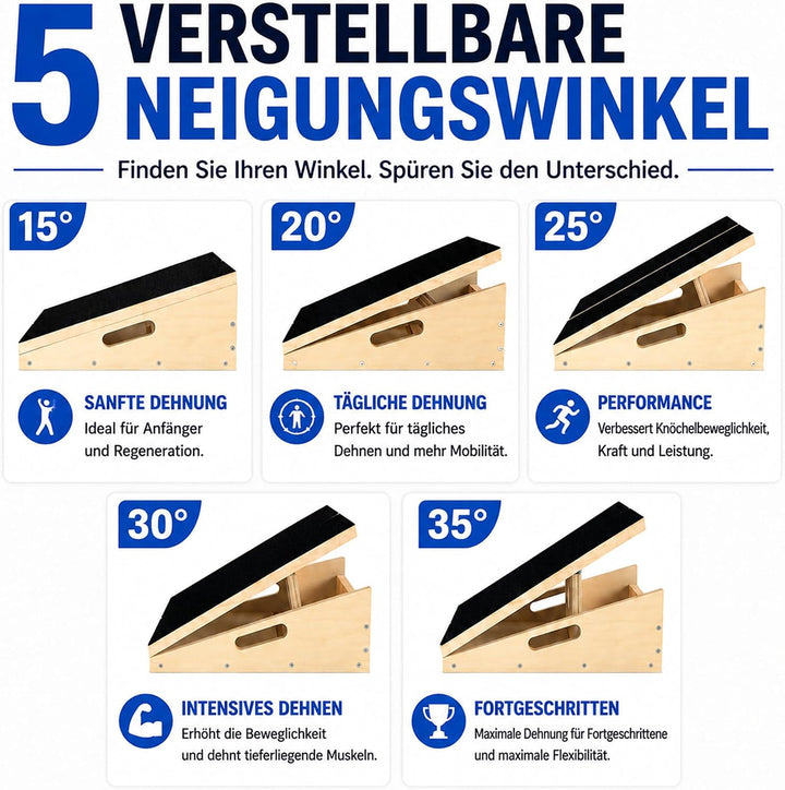 Professionelles Schrägbrett aus Holz, verstellbares Neigungsbrett und Wadendehner, Stretch-Brett - e